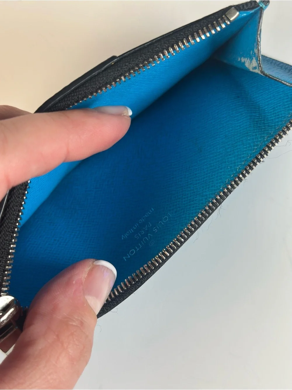 Authentic Louis Vuitton Taigarama Blue Lagoon Monogram Card Holder Wallet